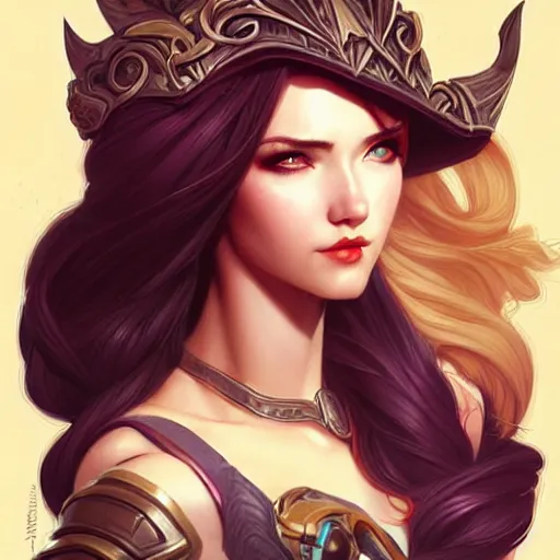 Image similar to head and shoulders portrait of Katarina from League of Legends illustration, medium shot, intricate, elegant, highly detailed, digital art, ffffound, art by JC Leyendecker and sachin teng