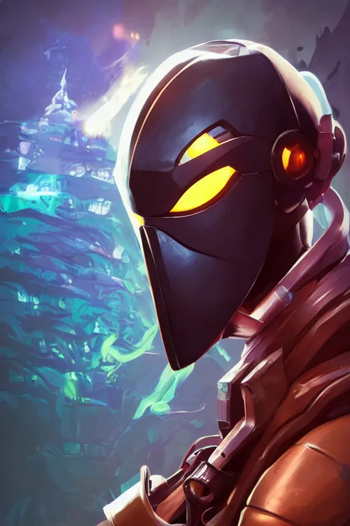 Image similar to epic mask helmet robot ninja portrait stylized as fornite style game design fanart by concept artist gervasio canda, behance hd by jesper ejsing, by rhads, makoto shinkai and lois van baarle, ilya kuvshinov, rossdraws global illumination radiating a glowing aura global illumination ray tracing hdr render in unreal engine 5