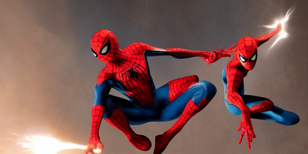 Image similar to Teenage Tobey Maguire as Spider-Man, cinematic lighting