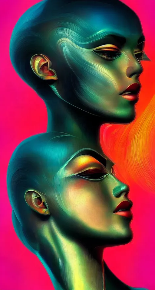 Prompt: art deco close up portait of head, like a dream digital painting cinematic dramatic fluid lines otherworldly vaporwave interesting details rule of thirds epic composition by artgerm basquiat