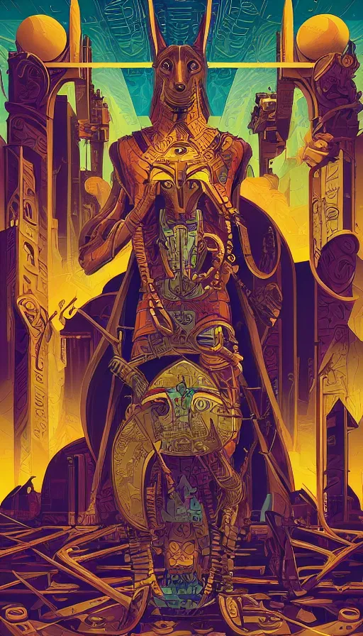 Image similar to Anubis, italian futurism, da vinci, Dan Mumford, Josan Gonzalez