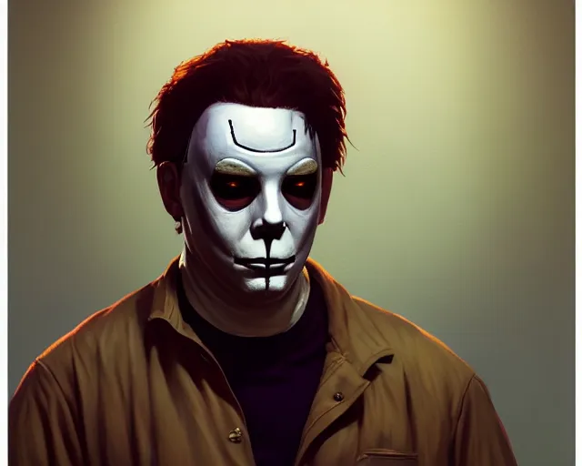 Prompt: highly detailed portrait of michael myers, in gta v, stephen bliss, unreal engine, fantasy art by greg rutkowski, loish, rhads, ferdinand knab, makoto shinkai and lois van baarle, ilya kuvshinov, rossdraws, tom bagshaw, global illumination, radiant light, detailed and intricate environment