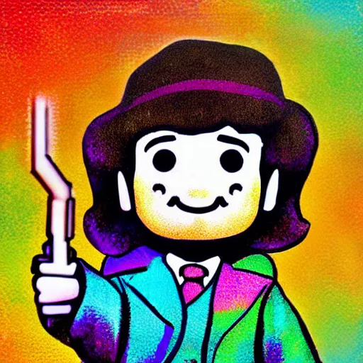 Image similar to rainbow smiling happy sherlock holmes pop art.