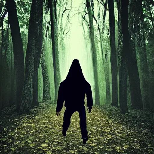 Image similar to “ the boogeyman chasing me through the forest”