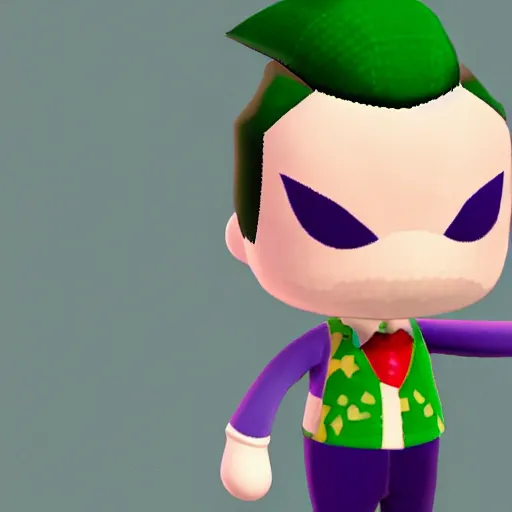 Image similar to Joker as Animal Crossing: New Horizons character,artstation,hyper detalied,