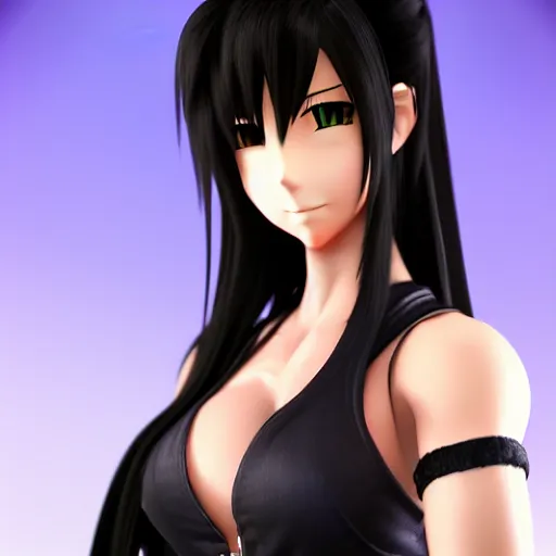 Prompt: head and body of tifa lockhart from final fantasy vii, highly detailed, anime style