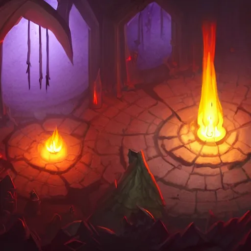 Prompt: a dark vile dungeon, dim magical torches glowing on walls, a lone necromancer casting a summoning spell in the middle of a magical runic circle, detailed fantasy concept art by leif heanzo