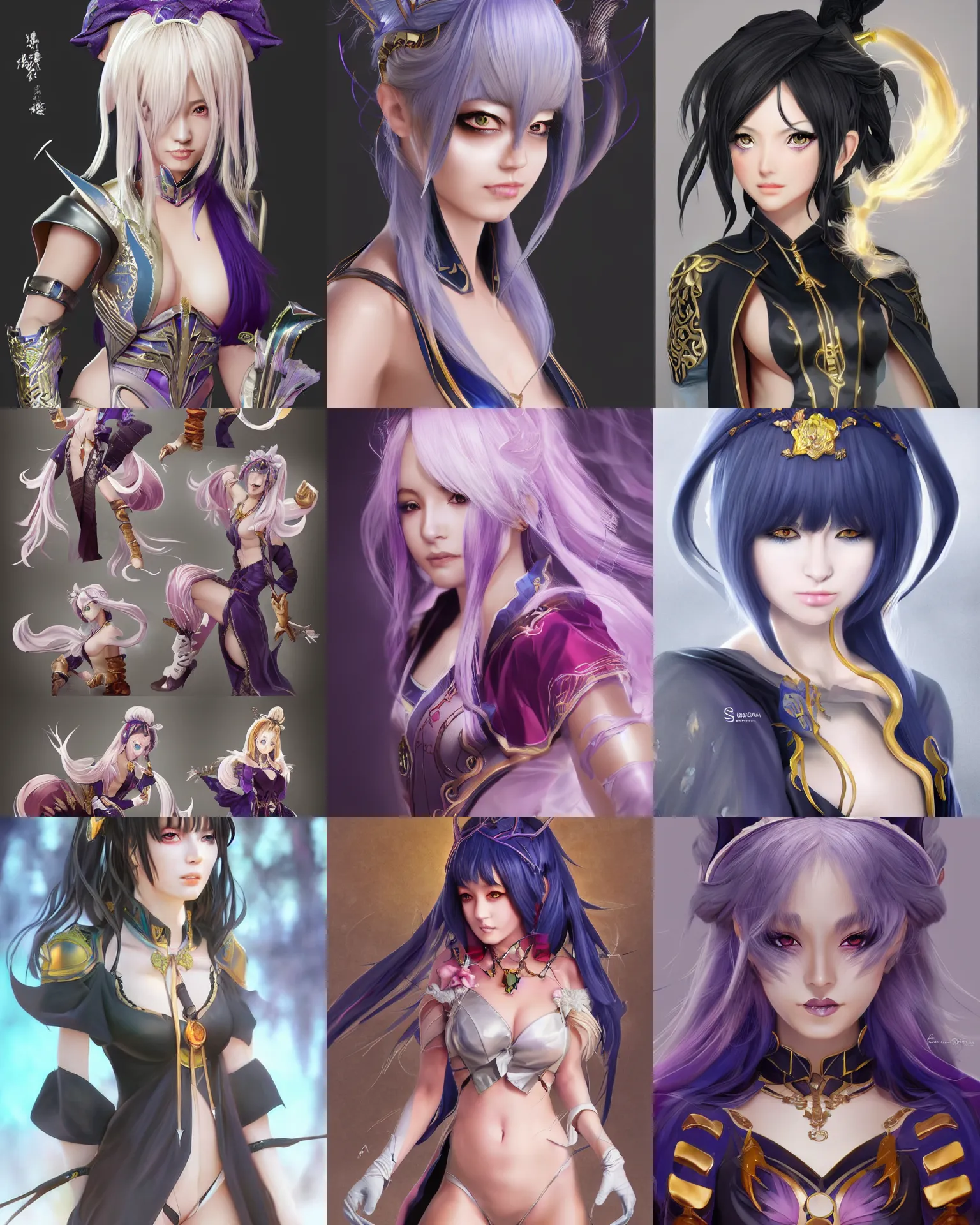 Prompt: A beautiful sorceress, official Genshin Impact character concept, anime, kawaii, photorealism, by Artgerm, Masatsugu Saito, and Sakimichan, professional character designer, trending on Artstation, deviantart, highly detailed, cgsociety