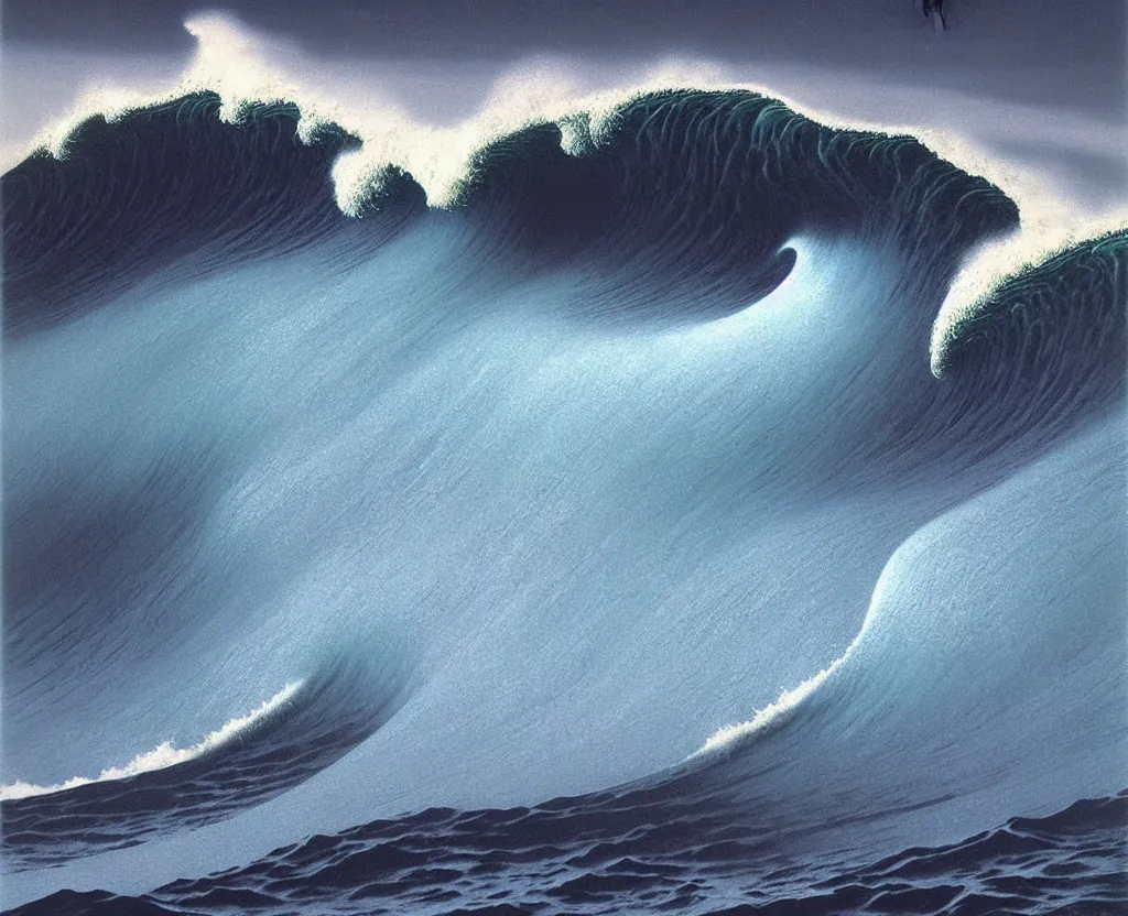 Prompt: banzai pipeline wave breaking darkness barrel by zdzisław beksinski ; ultra - realistic 3 d depth shading ; third reef pipeline by katsushika hokusai