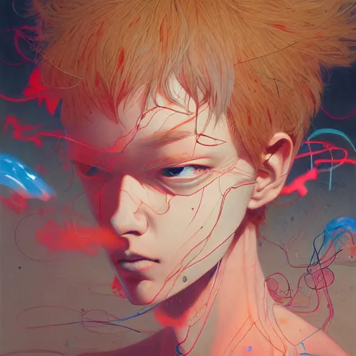 Image similar to prompt : figurative unique features portrait soft light painted by james jean and katsuhiro otomo and erik jones, inspired by akira anime, smooth face feature, intricate oil painting, high detail illustration, sharp high detail, manga and anime 1 9 9 9