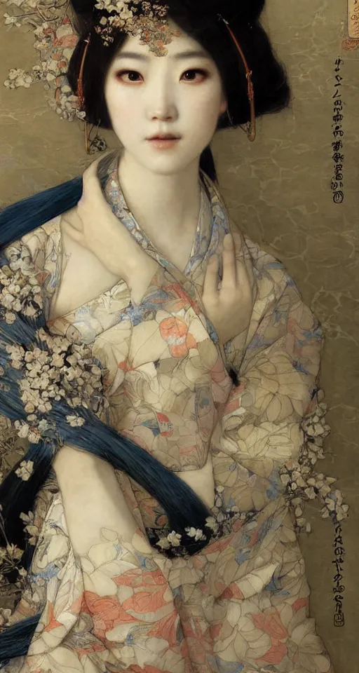 Image similar to a beautiful Japanese princess by Edgar Maxence and Ross Tran