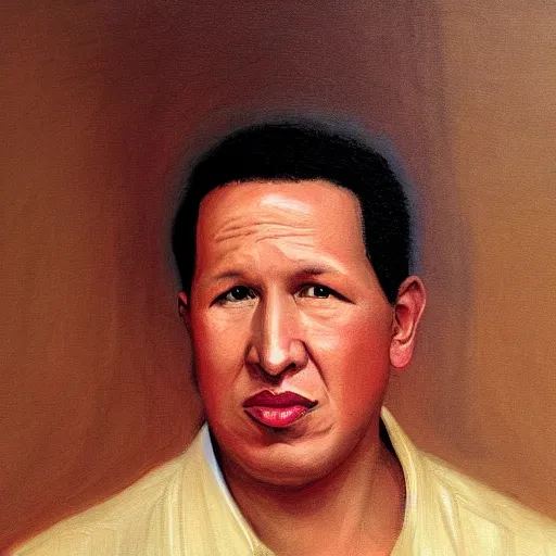 Prompt: Painting of Hugo Chavez as Patrick Bateman. Art by william adolphe bouguereau. During golden hour. Extremely detailed. Beautiful. 4K. Award winning.