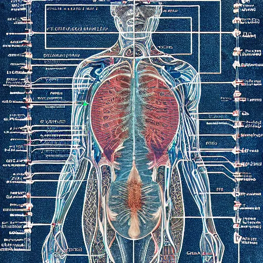 Prompt: liver anatomy, blue print, texture of electronic circuit, intricate details, da vinci