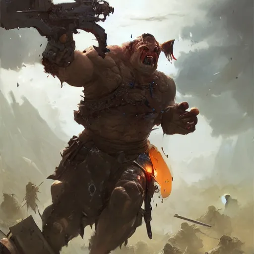 Image similar to orc on battlefield, by stanley artgerm lau, wlop, rossdraws, james jean, andrei riabovitchev, marc simonetti, yoshitaka amano, artstation, cgsociety,