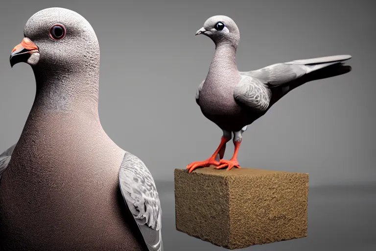 Image similar to a pigeon being sculpted from wet clay, studio lighting, studio photography, 3 d model, 3 d render, unreal engine, octane render, cgi, 8 k