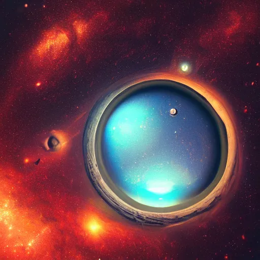 Prompt: The universe is like a giant time eye looking at us, deep space hubble photograph, highly detailled texture, octane render, high quality trending on artstation