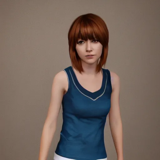 Image similar to 3D render of Max Caulfield posing as a League of Legends champion