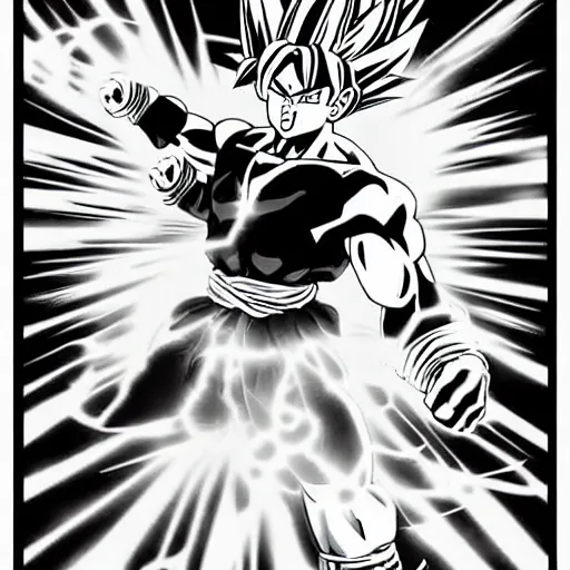 Image similar to an epic portrayal of goku son's power