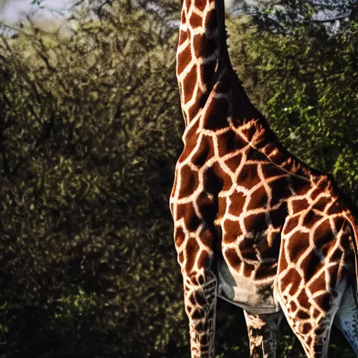 Prompt: giraffe standing on a giraffe, sharp focus, volumetric light, high details