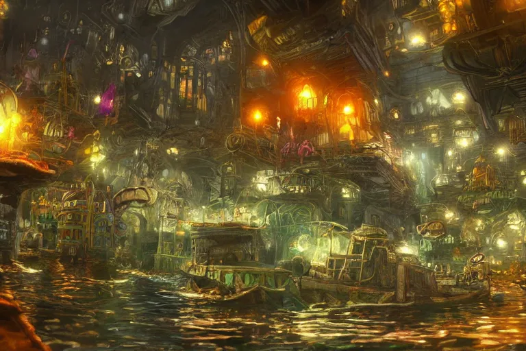 Image similar to the most amazing dream you ever had about undersea bikini bottom city, hyper realistic, ambient lighting, concept art, intricate, hyper detailed, smooth, dynamic volumetric lighting, octane, cinematic