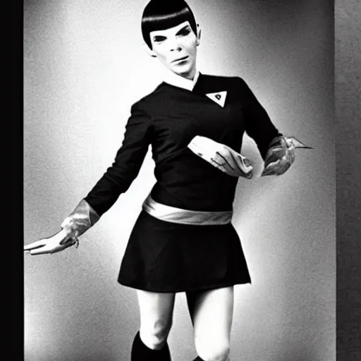 Prompt: “ Spock cross dressing as a woman”