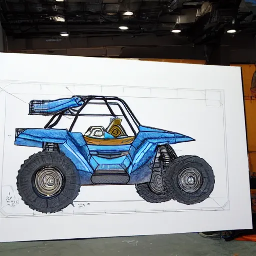 Prompt: concept art blueprint halo new atv vehicles studio photo