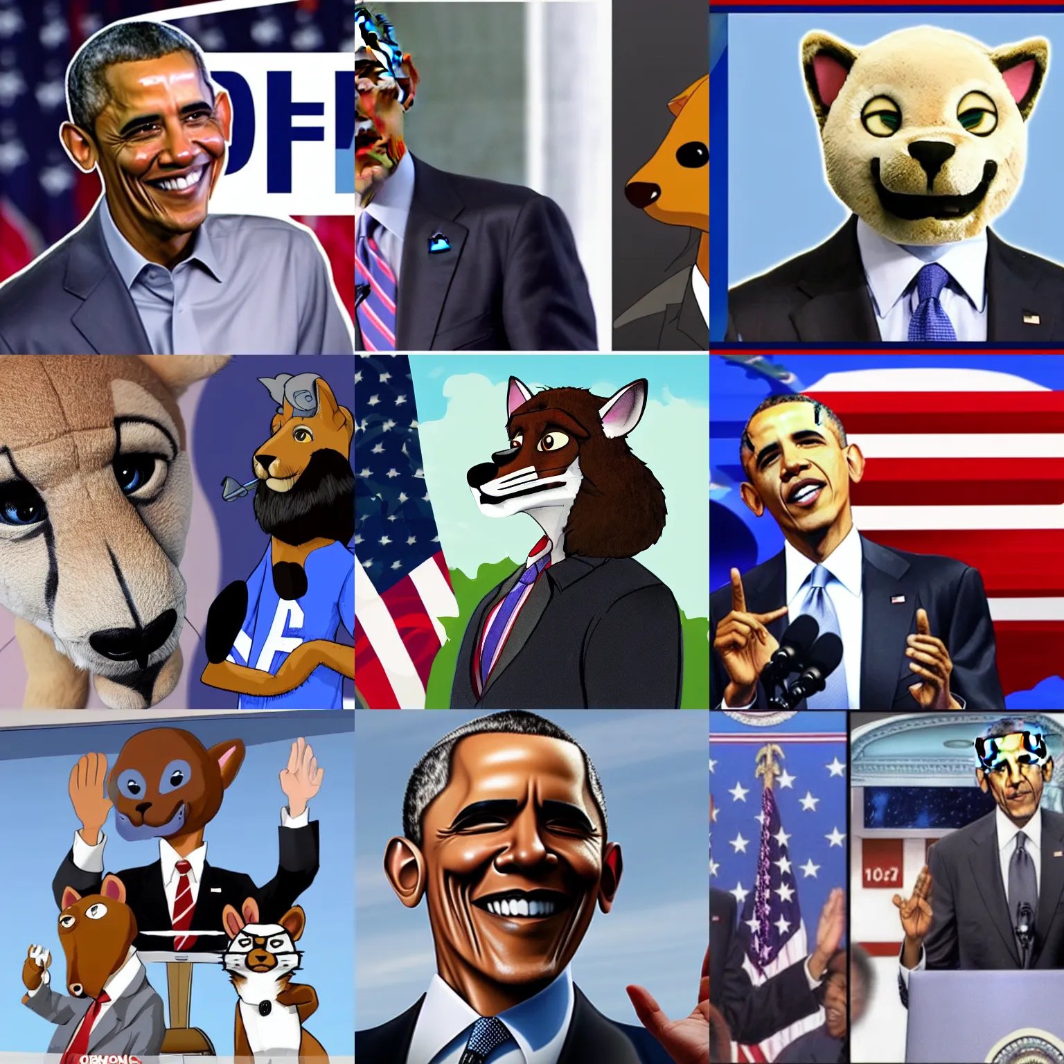 Prompt: obama comes out as a furry in his fursona, news report, cnn, nbc, fox news, photography