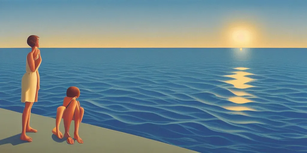 Prompt: watching the sea, summer evening, kenton nelson