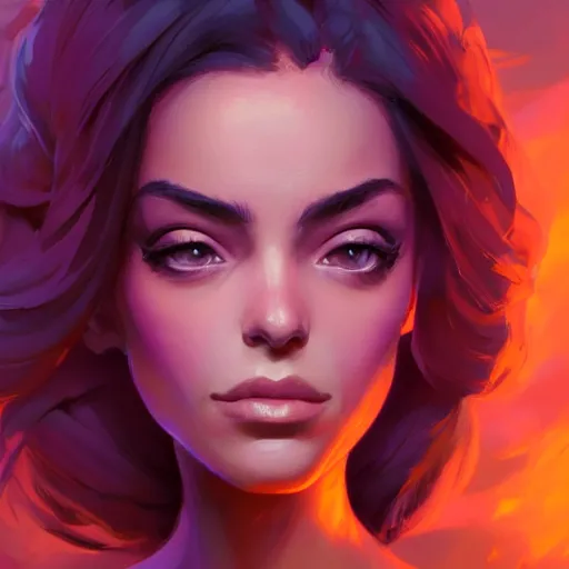 Image similar to beautiful female portrait, maya ali mage, gloomhaven, dynamic lighting, gaudy colors, octane render aesthetic, matte painting concept art, official fanart behance hd artstation by jesper ejsing, by rhads and makoto shinkai and lois van baarle and ilya kuvshinov and rossdraws