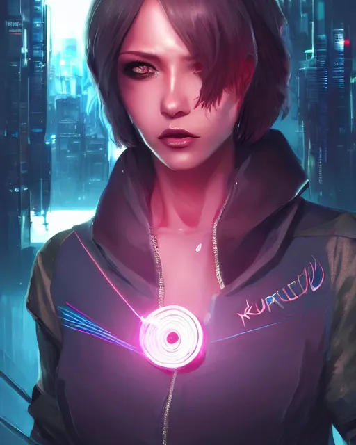 Prompt: beautiful female assassin, cyberpunk track wear, laser eyes, detailed portrait, cell shaded, 4 k, vivid colours, concept art by wlop, ilya kuvshinov, artgerm, krenz cushart, greg rutkowski, pixiv. cinematic dramatic atmosphere, sharp focus, volumetric lighting, cinematic lighting, studio quality