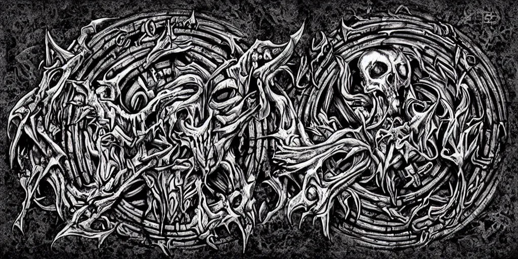 Prompt: cerulean death metal logo for the band subsumed, highly detailed! horror