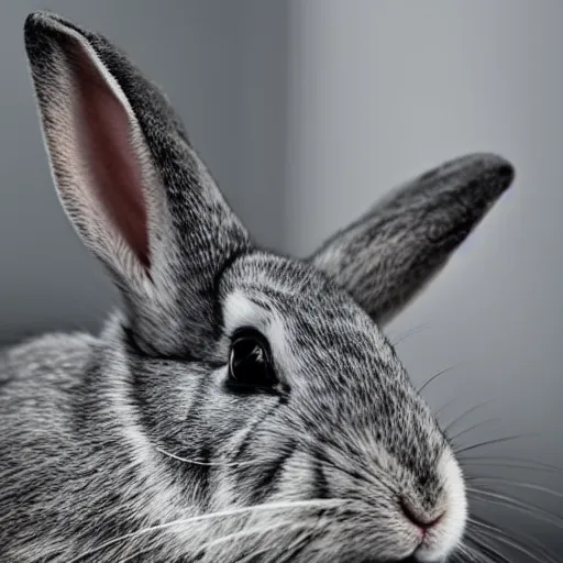 Image similar to a shallow depth of field, soft light, portrait of a grey rabbit