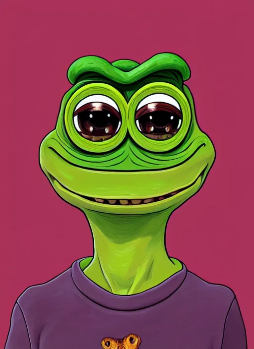 Prompt: pepe the frog character, by matt furie!!!, sad, depressed, portrait, intricat, highly detailed, digital painting, artstation, concept art, wallpaper, smooth, sharp focus, illustration, art by artgerm and greg rutkowski!! and alphonse mucha