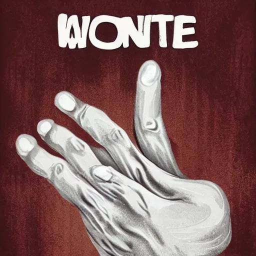 Prompt: a wrinkly old hand coming out of the toilet, horror movie poster