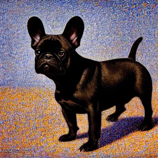 Image similar to black french bulldog by seurat georges