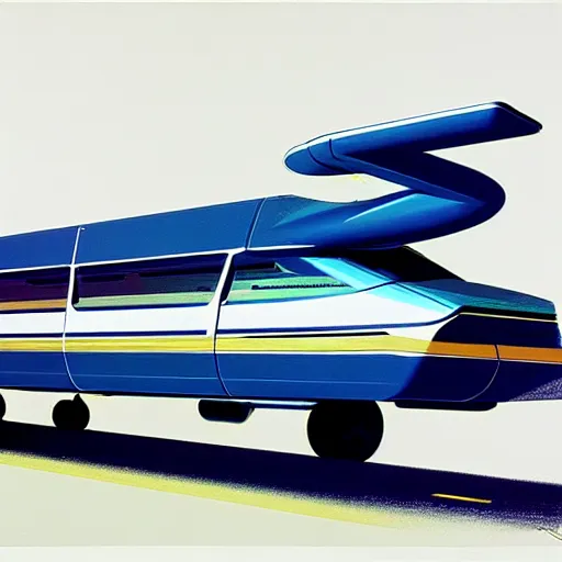 Prompt: concept art for a flying bus, painted by syd mead, high quality