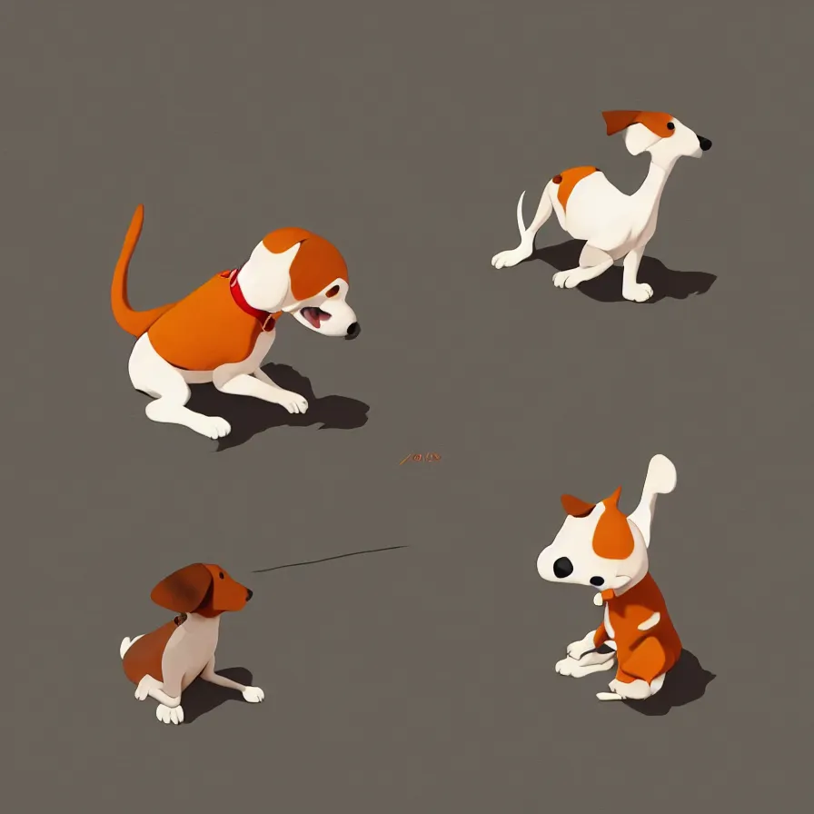Image similar to Goro Fujita illustrating A dog on a flat background, art by Goro Fujita, sharp focus, highly detailed, ArtStation