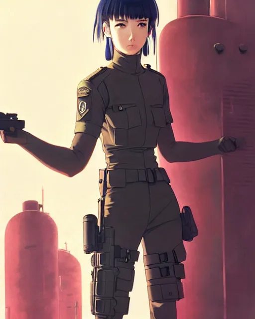 Image similar to soldier in riot gear | very very anime!!!, fine - face, audrey plaza, realistic shaded perfect face, fine details. anime. realistic shaded lighting poster by ilya kuvshinov katsuhiro otomo ghost - in - the - shell, magali villeneuve, artgerm, jeremy lipkin and michael garmash and rob rey