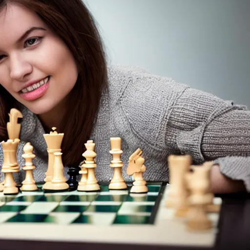 Prompt: photo of woman playing chess cfg= 20