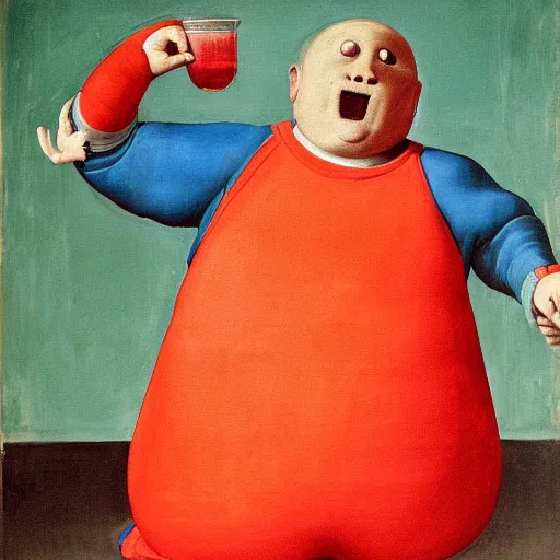 Prompt: a painting of the Kool-Aid Man by Agnolo Bronzino