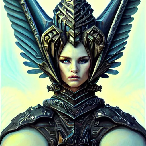 Prompt: portrait painting of a fallen angel paladin, sharp focus, high symmetry, award - winning, trending on artstation, masterpiece, highly detailed, intricate. art by terese nielsen