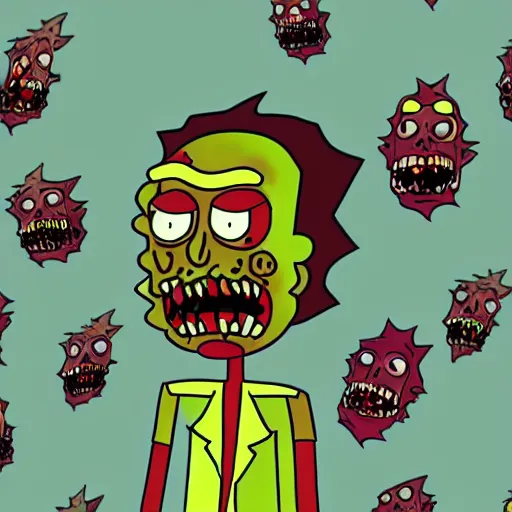 Prompt: zombie in the style of rick and morty