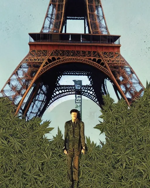 Image similar to eiffel tower made of weed leaves, clear sky, scifi character portrait by greg rutkowski esuthio craig mullins