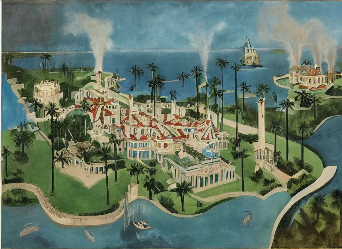 Image similar to Mar-a-Lago estate under siege by otto dix