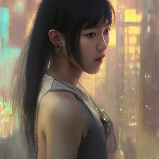 Image similar to jisoo of blackpink, hyperrealistic portrait, bladerunner street, art of elysium by jeremy mann and alphonse mucha, fantasy art, photo realistic, dynamic lighting, artstation, poster, volumetric lighting, very detailed face, 8 k, award winning