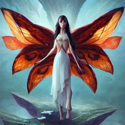 Prompt: a fairy, symmetrical wings made of pizza slices, style of by Jordan Grimmer and greg rutkowski, crisp lines and color,