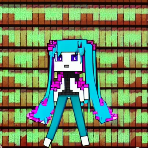 Image similar to hatsune miku minecraft