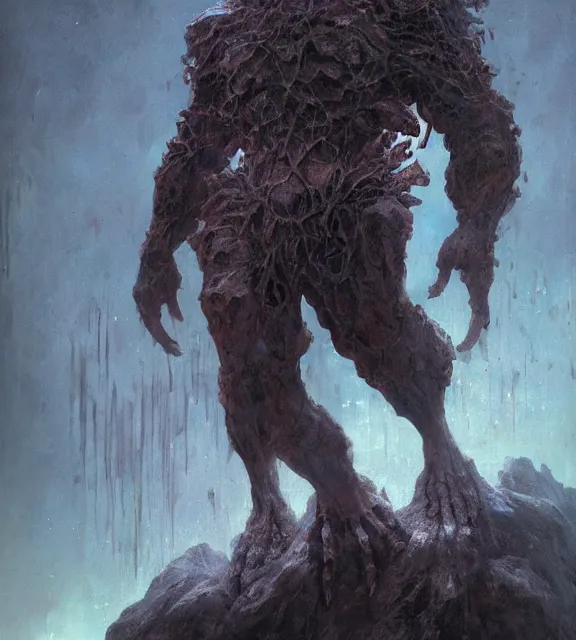 Prompt: crystal golem concept, beksinski, age of sigma art, frank franzetta, ruan jia, dark soul armor concept, trending on artstation, wayne barlowe, adrian smith fantasy art, elden ring art, the hobbit art, lord of the ring art, infinity blade armor