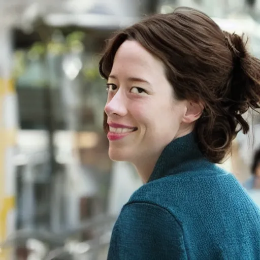 Image similar to a beautiful portrait of rebecca hall by mamoru hosoda