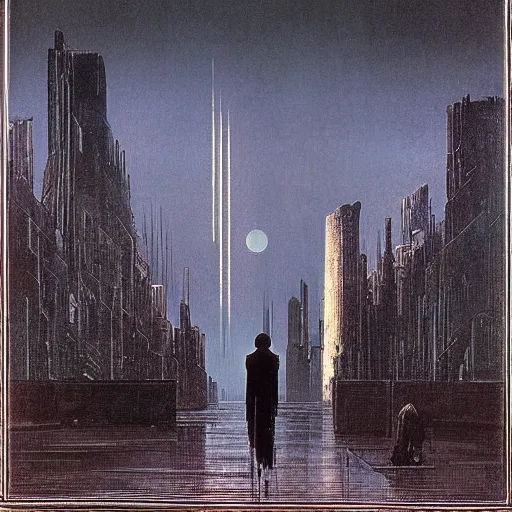 Prompt: neuromancer, painted by caspar david friedrich